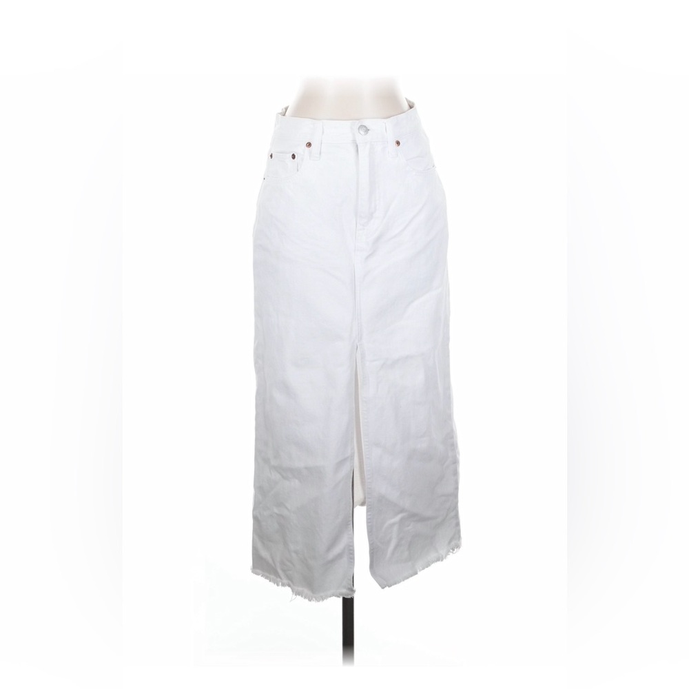 pistola White High-Waist Denim Maxi Skirt with Front Slit